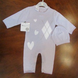 Baby Mode lavender sweater outfit 6-9 mo coverall